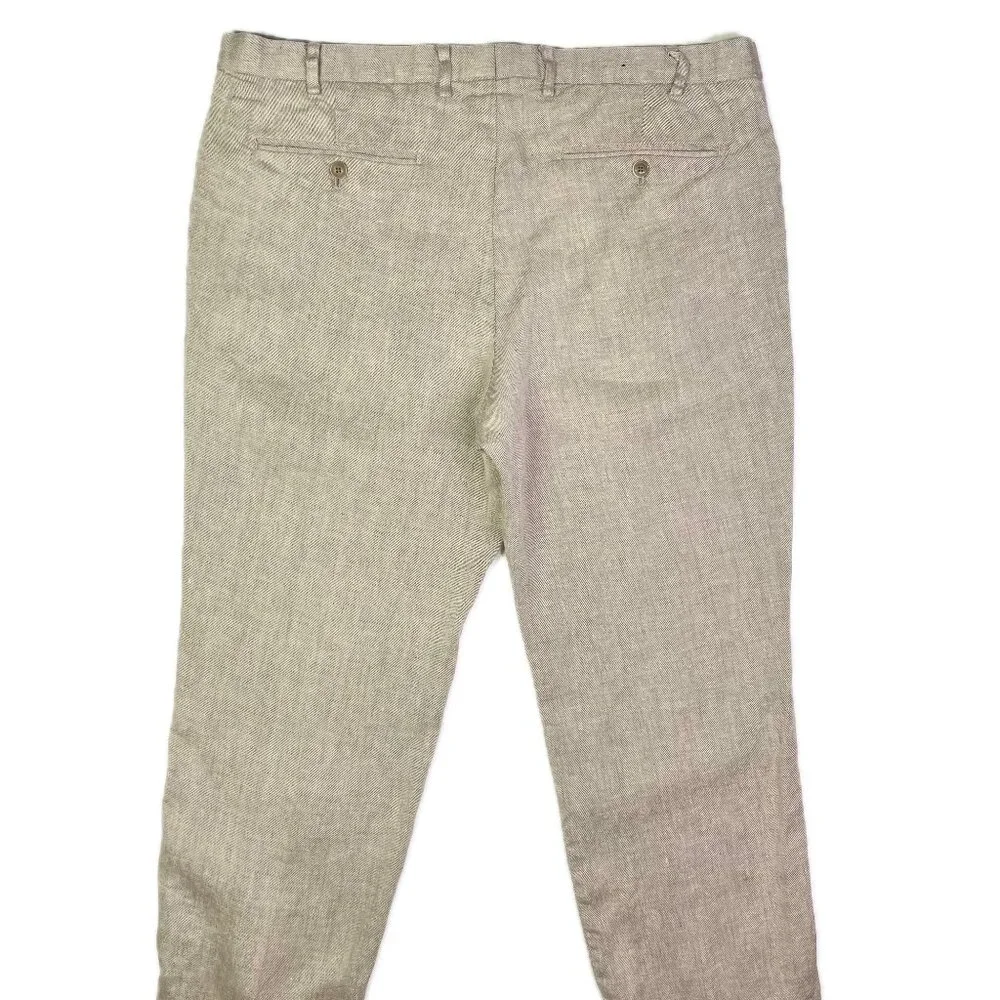 Banana Republic 38 Modern Slim Pants Flat Front Beige Linen Twill *28.5